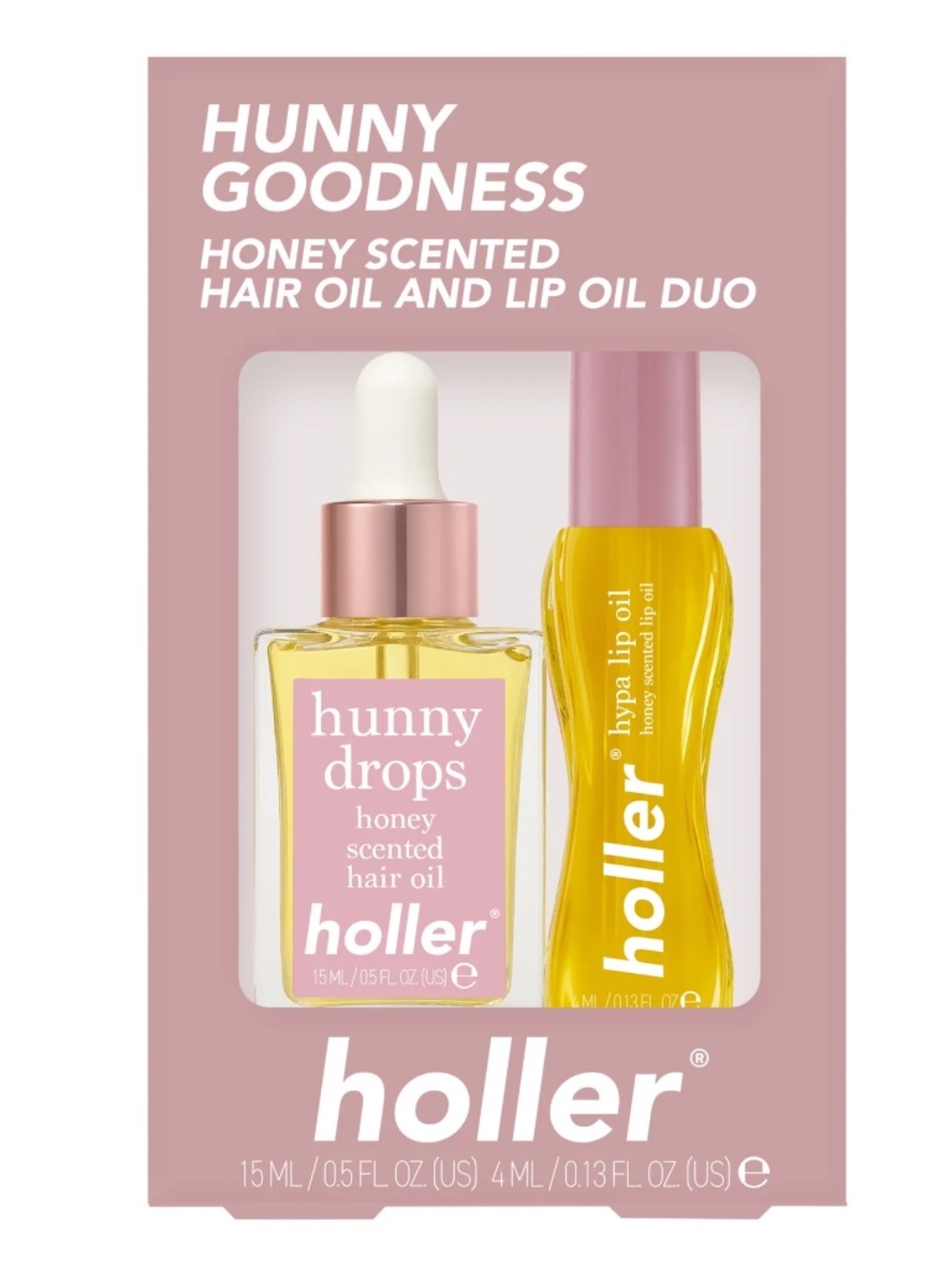 Holler and Glow Hunny Goodness Honey Scented Hair Oil & Lip Oil 2pc. Duo